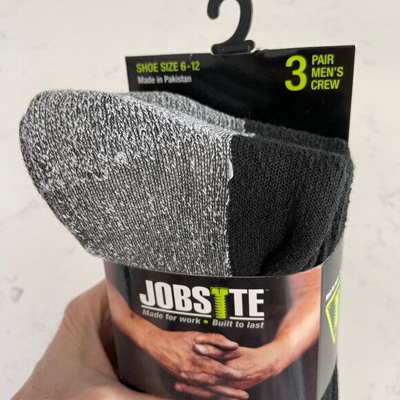 Gold Medal Intl Jobsite 3 Pairs Crew Socks Made for Work Blk Grn Shoe Sz 6-12 - Picture 4 of 5